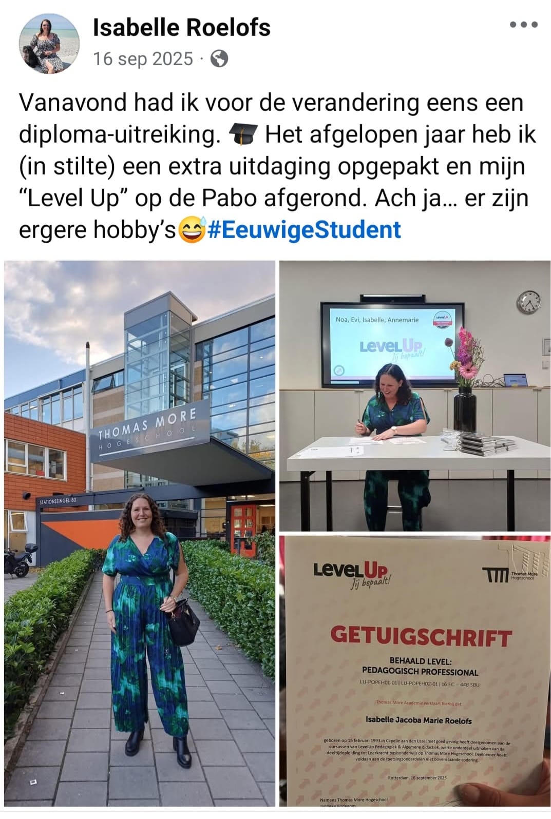 Afgestudeerd voor LevelUp aan de Pabo